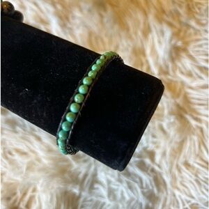Beaded Leather Wrap Bracelet Natural Stone  turquoise Multi  Handmade